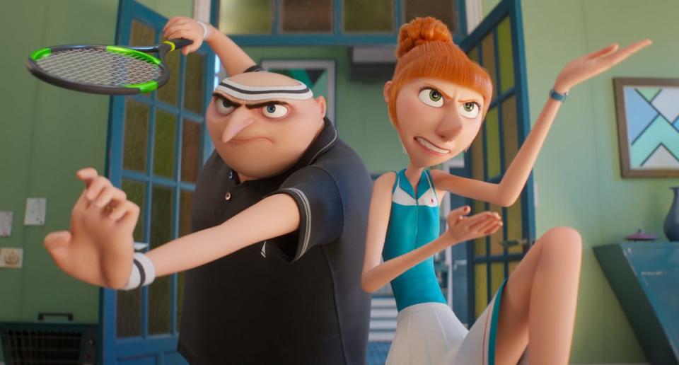 Will Ferrell as Maxime and Sofía Vergara as Valentina in Despicable Me 4.