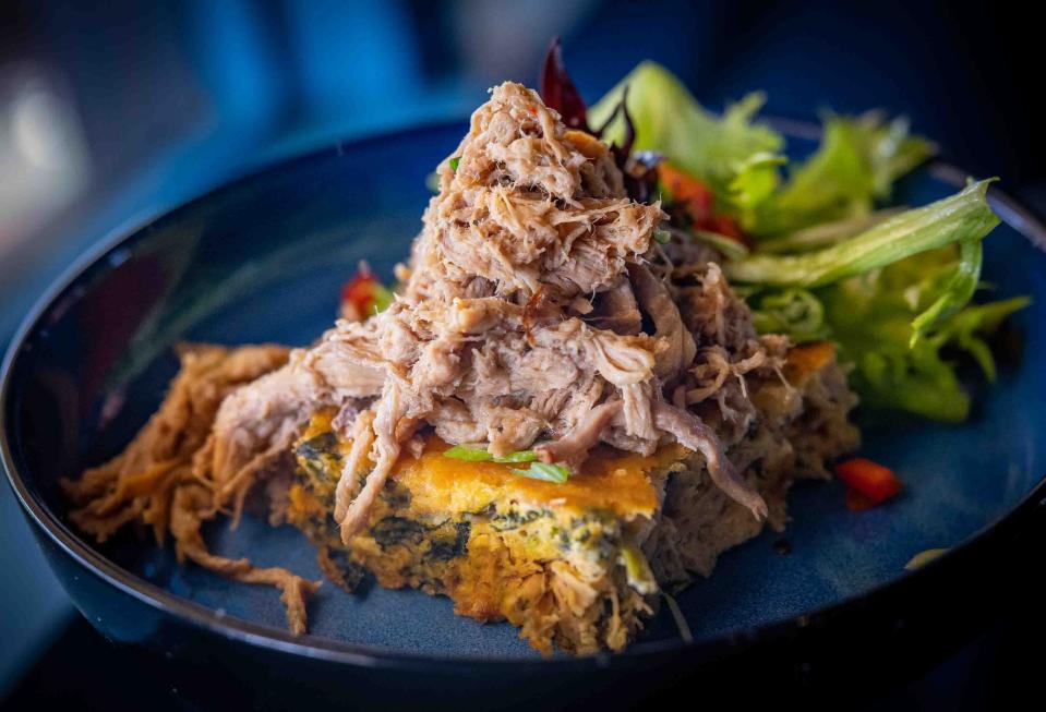 Pulled pork frittata is on the Sunday brunch menu at the Double Roads Tavern in Jupiter.