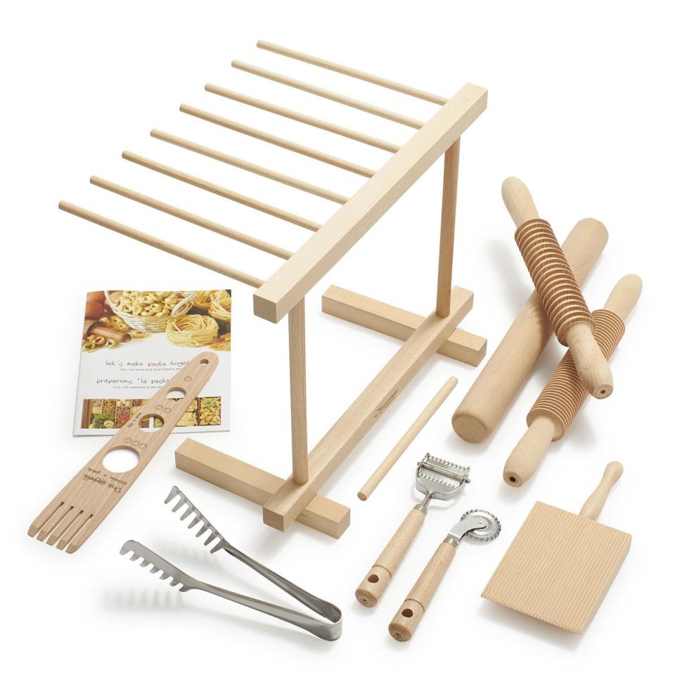 <p><strong>Eppicotispai</strong></p><p>surlatable.com</p><p><strong>$79.95</strong></p><p>For the friend who can happily eat pasta for dinner every night. This set includes everything they'll need to make authentic fettuccine, tortellini, gnocchi, or any other pasta shape. There are rolling pins, a pastry wheel, a dent cutter, a ridge paddle, a collapsible rack for drying noodles, and a pair of stainless steel tongs that are perfect for retrieving and serving their delicious creation. Buon appetito!<br></p>