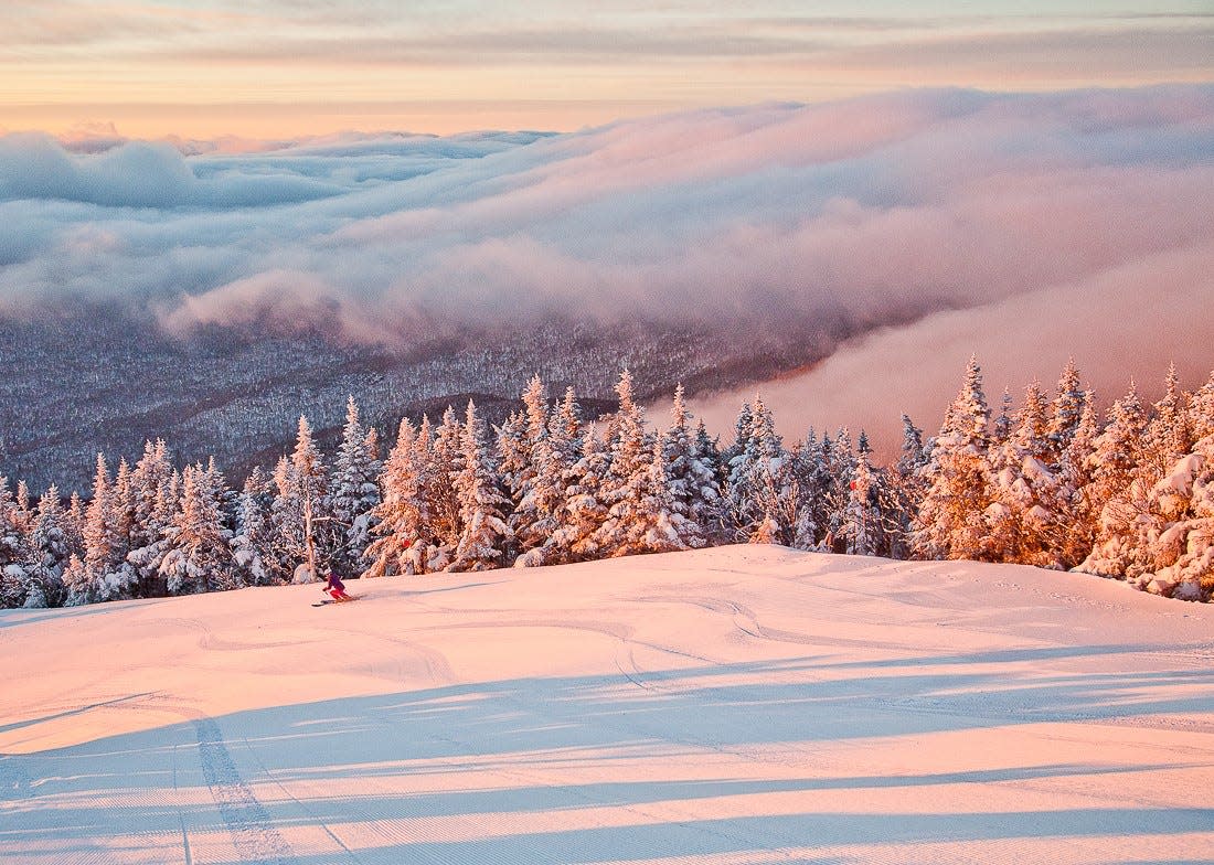 Golden light at Stowe Mountain Resort.