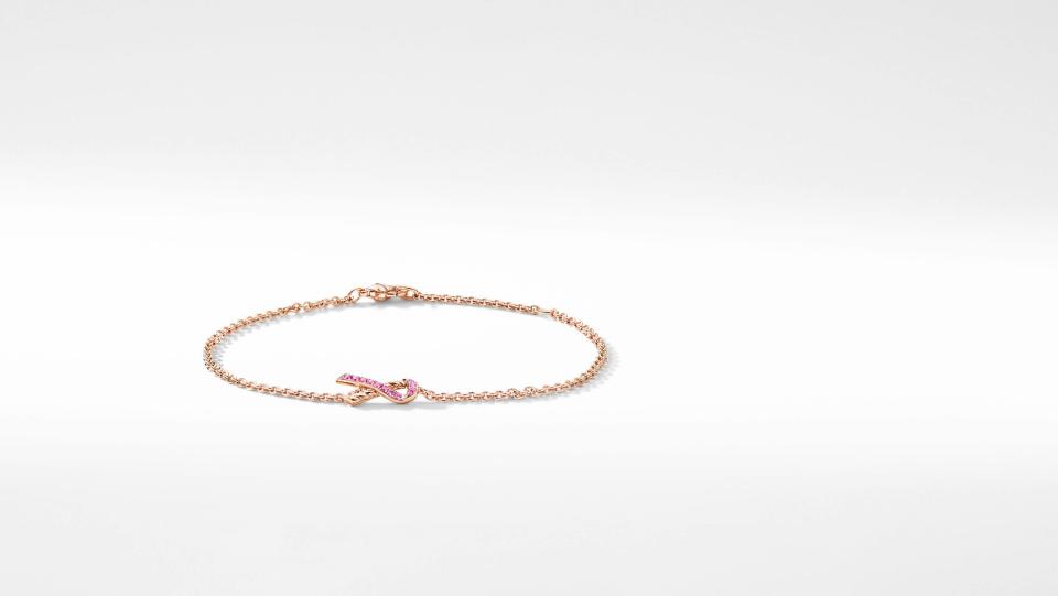 <p><a href="https://go.redirectingat.com?id=74968X1596630&url=https%3A%2F%2Fwww.davidyurman.com%2Fwomens%2Fbracelets%2Fcable-collectibles-ribbon-chain-bracelet-in-18k-rose-gold-with-pave-15mm-B16430%2B8R.html&sref=https%3A%2F%2Fwww.townandcountrymag.com%2Fstyle%2Fg45434207%2Fshop-to-support-breast-cancer-awareness-month%2F" rel="nofollow noopener" target="_blank" data-ylk="slk:Shop Now;elm:context_link;itc:0;sec:content-canvas" class="link ">Shop Now</a></p><p>Cable Collectibles® Ribbon Chain Bracelet in 18K Rose Gold with Pavé Pink Sapphires</p><p>davidyurman.com</p><p>$1350.00</p><span class="copyright">Courtesy of David Yurman</span>