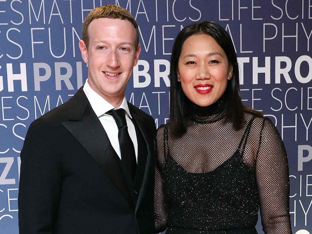 Mark Zuckerberg and Priscilla Chan attend the 7th Annual Breakthrough Prize Ceremony at NASA Ames Research Center on November 4, 2018 in Mountain View, California