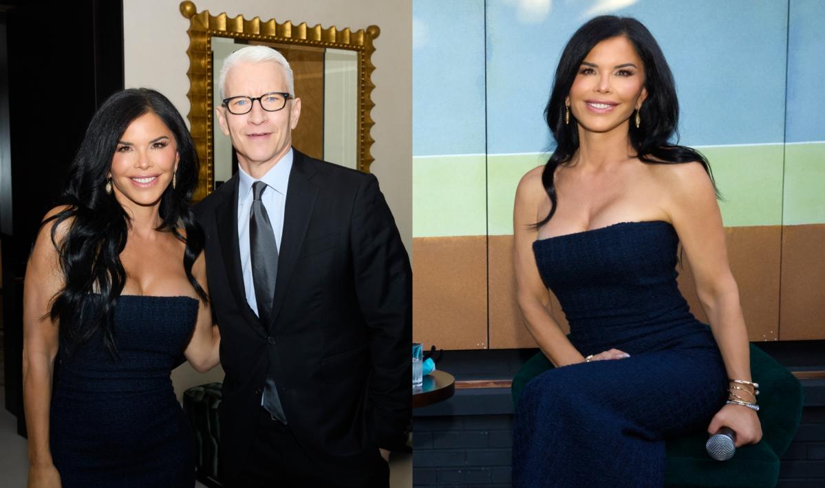 Lauren Sánchez wears strapless tweed midi dress to launch children’s book with Anderson Cooper