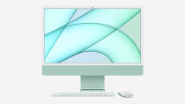 <p>The new Apple iMac powered by the M1 chip and in a rainbow of color options.</p> 