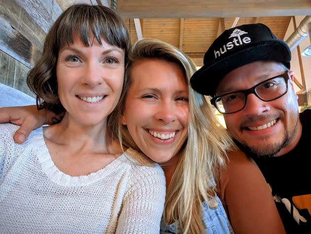 The author (left) with her half sister and half brother.