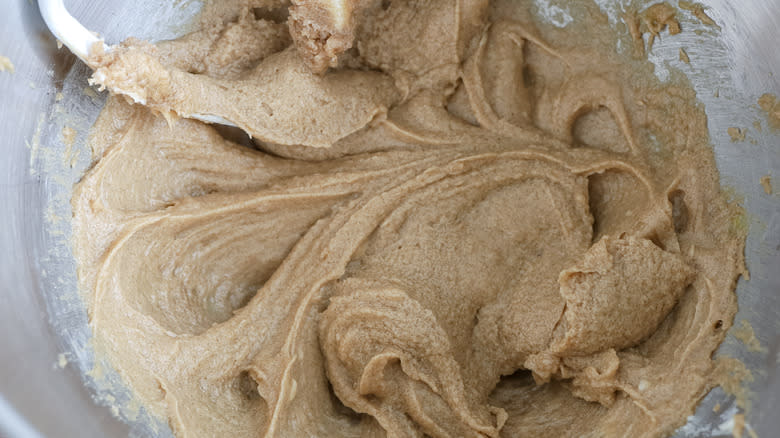 wet cookie batter in bowl