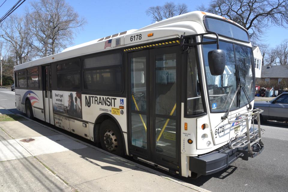 NJ Transit bus 817 at stop 25093 from Middletown to Keyport on Friday, March 18, 2022 in New Jersey. 