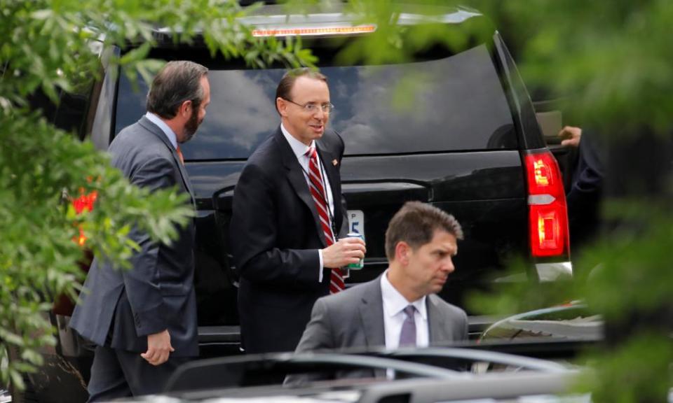Rod Rosenstein leaves the White House after the meeting.