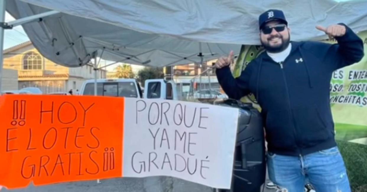 Joven regala esquites en Monterrey porque gracias a su puesto pagó su carrera. Foto: Captura de video TikTok vía @citesquivel