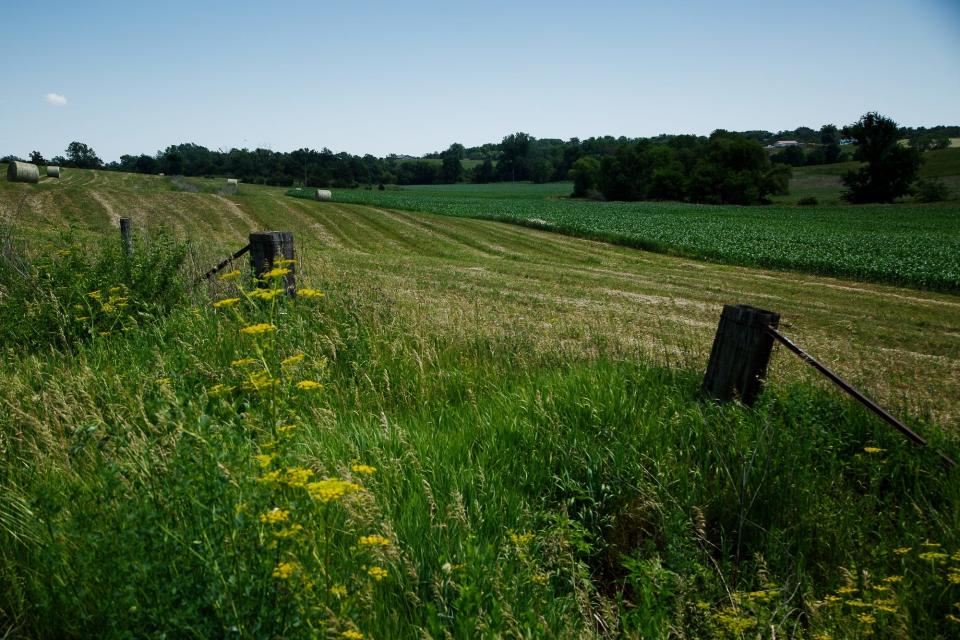 Rolling hills and beautiful scenery line the road along the RAGBRAI route outside Ottumwa in 2016.