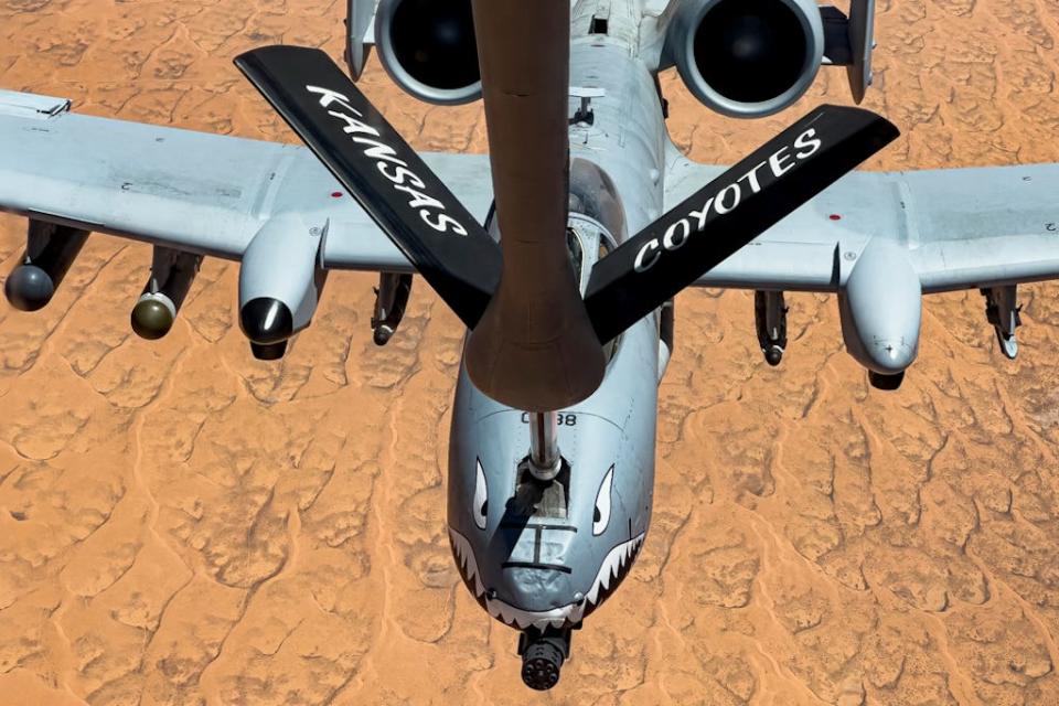 Air Force A-10C refuels from KC-135 Stratotanker