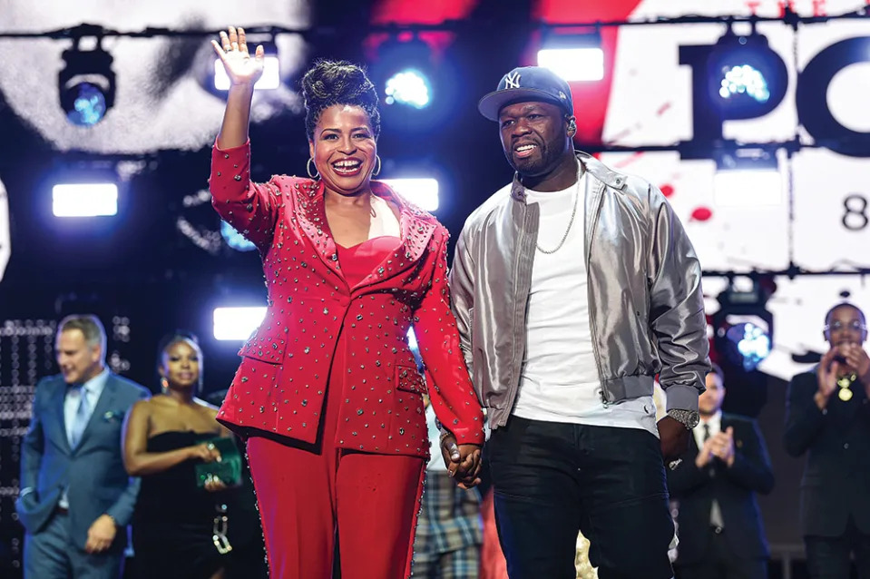 Jackson with showrunner Courtney Kemp at the Power season six premiere at Madison Square Garden. I was able to convince Starz that what they felt was big wasn’t big to me, says Jackson about booking the massive venue.