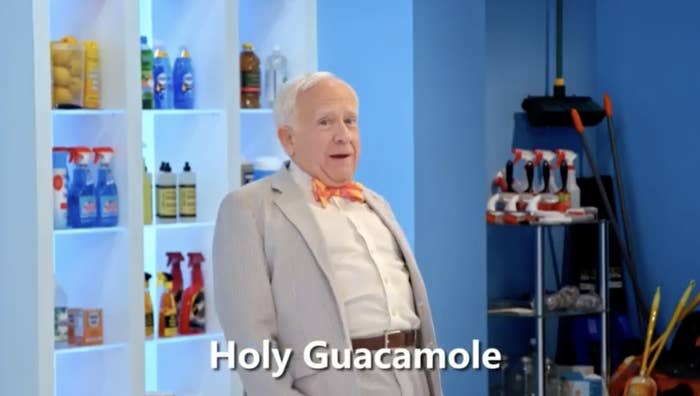 A man looking wowed, staring at the camera with a caption that reads 'holy guacamole'