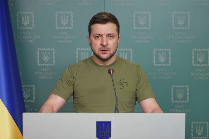 ▲烏克蘭總統澤倫斯基（Volodymyr Zelensky）表示雙方談判團在視訊會議上取得實質突破。（圖／美聯社／達志影像）