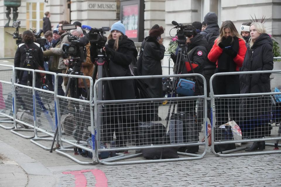 Media gather opposite the London Clinic on Wednesday, January 17 (Jeff Moore/PA Wire)