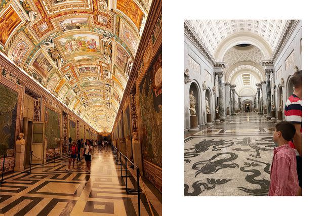<p>Courtesy of Jacqueline Gifford</p> From left: The Gallery of Maps, inside the Vatican Museums; Bobby, the author's son, in the "Braccio Nuovo" or "New Wing" of the Vatican's Chiaramonti Museum.