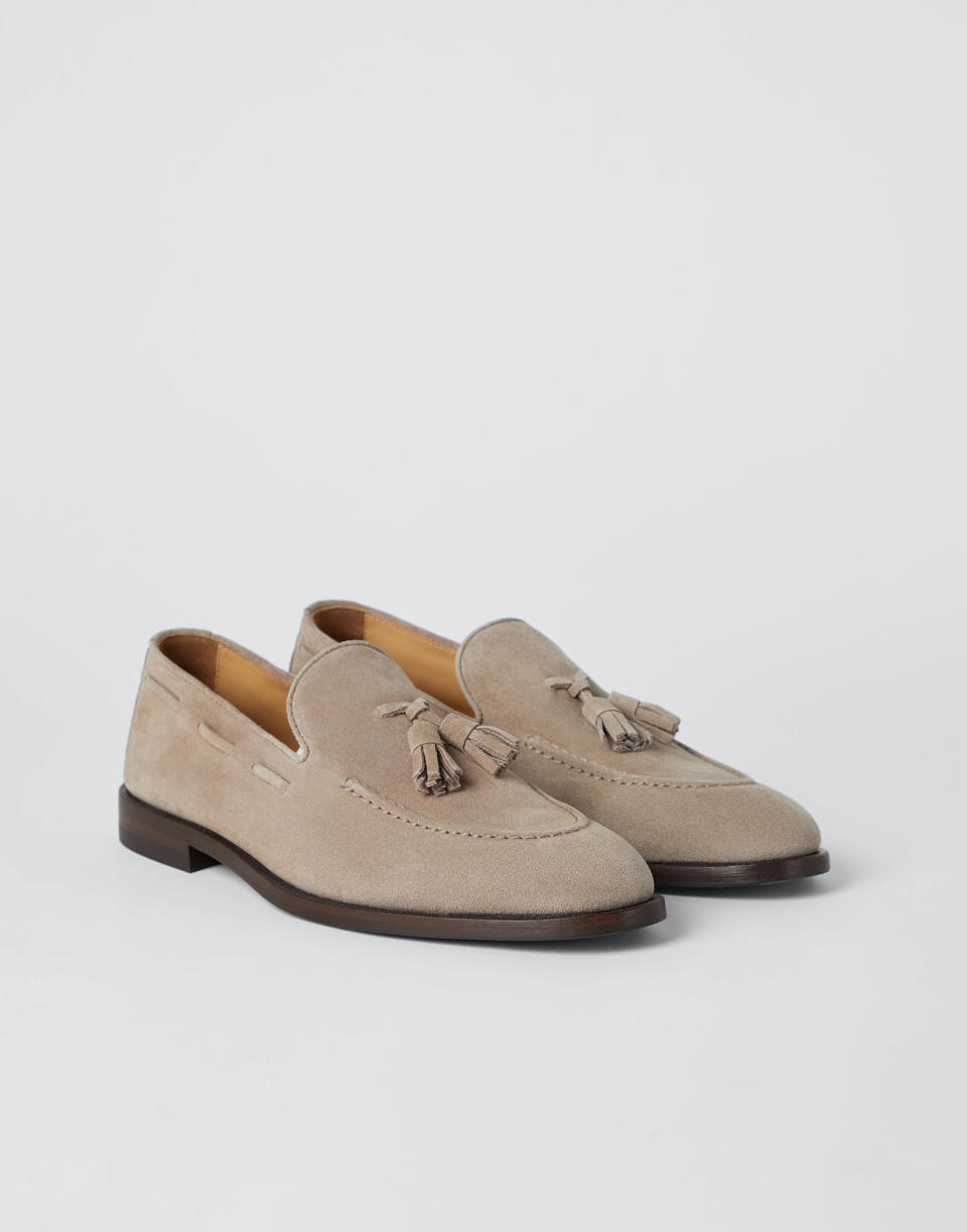 <p><a href="https://shop.brunellocucinelli.com/en-us/men/shoes/loafers/suede-loafers-241MZUCCLB703.html" rel="nofollow noopener" target="_blank" data-ylk="slk:Shop Now;elm:context_link;itc:0;sec:content-canvas" class="link ">Shop Now</a></p><p>Suede Loafers with Tassels</p><p>brunellocucinelli.com</p><p>$1100.00</p>