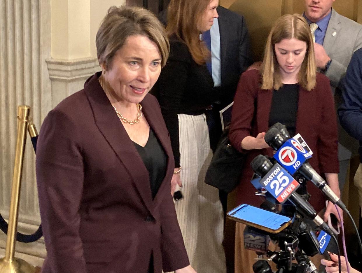 "I know of no one more qualified," Gov. Maura Healey said as she defended her nomination of her former romantic partner, associate justice Gabrielle Wolohojian, who serves on the Massachusetts Appellate Court at a press conference Wednesday.