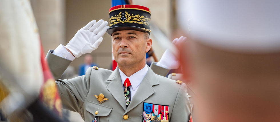 Le chef d’état-major de l’armée de Terre, le général d’armée Thierry Burkhard, le 16 juillet 2020 dans la cour d’honneur des Invalides, à Paris.
