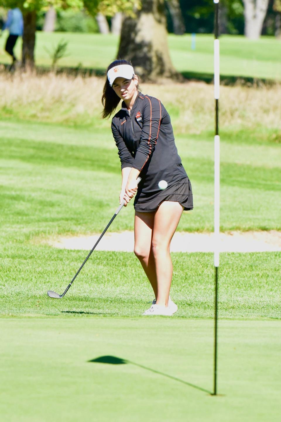 Maddy Martens shot 79 to tie two teammates for third place in the KLAA postseason golf tournament Friday at Kensington Metropark Golf Course.