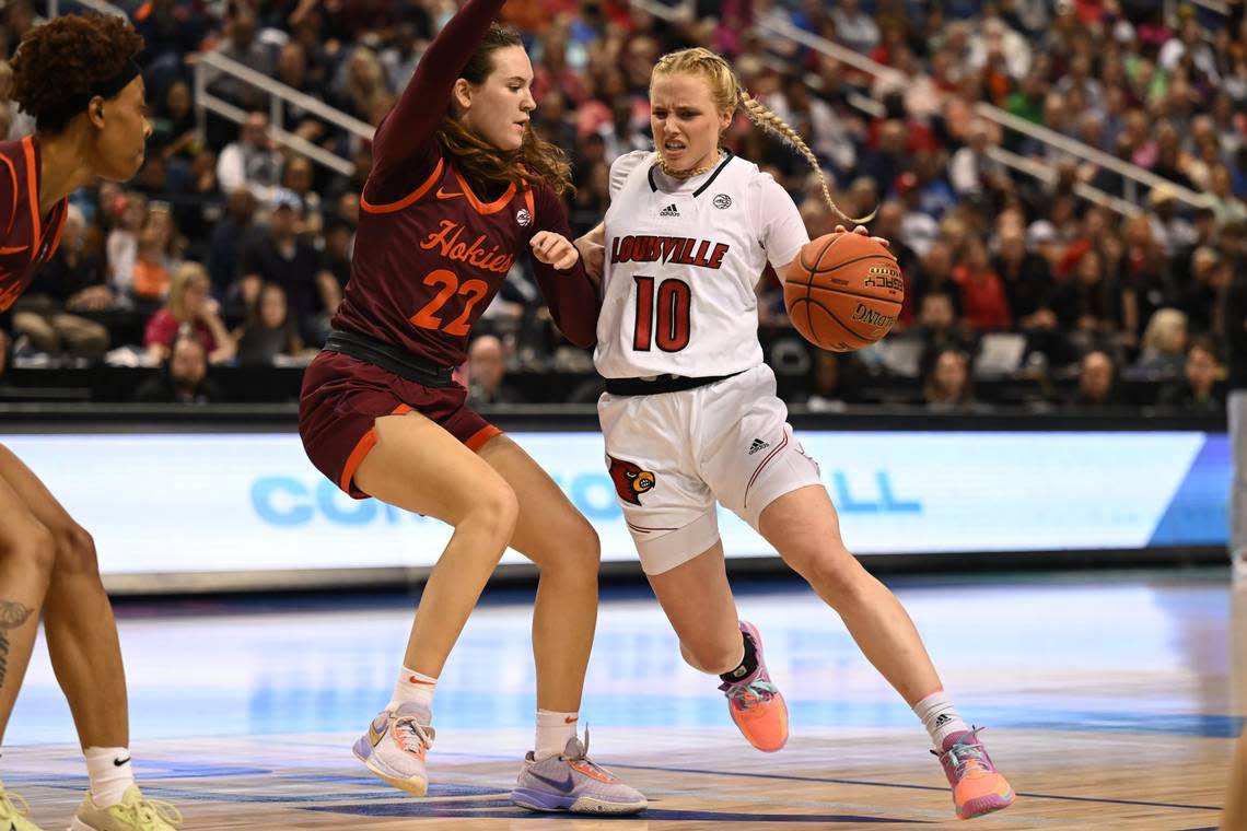 Hailey Van Lith (10) leads Louisville against Drake in the opening round of the NCAA Tournament in Austin, Texas, on Saturday at 7:30 p.m.