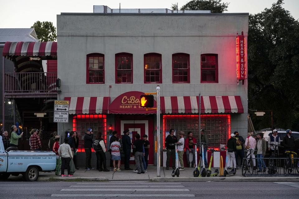 On Thursday, fans line up to see Black Pumas perform at C-Boy's Heart & Soul, the tiny club where the band played the residency that launched their superstar career. The line was already down the block and around the corner by 6 p.m., two hours before Black Pumas took the stage.