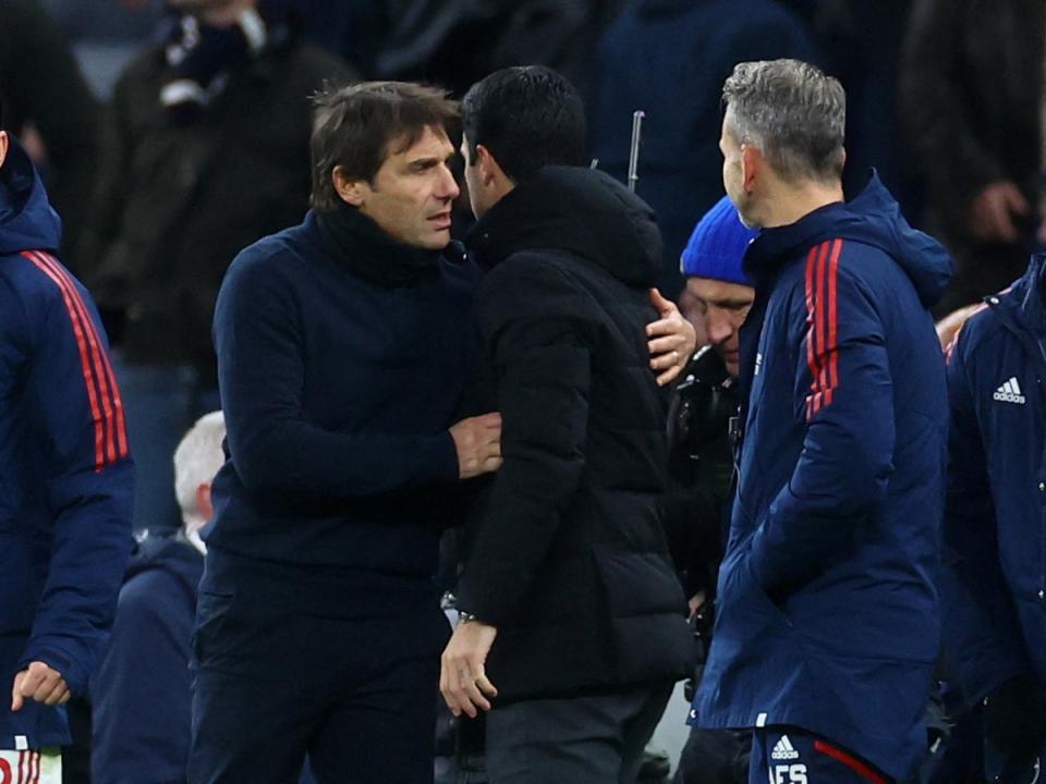 Tottenham Hotspur manager Antonio Conte and Arsenal manager Mikel Arteta (Action Images via Reuters)