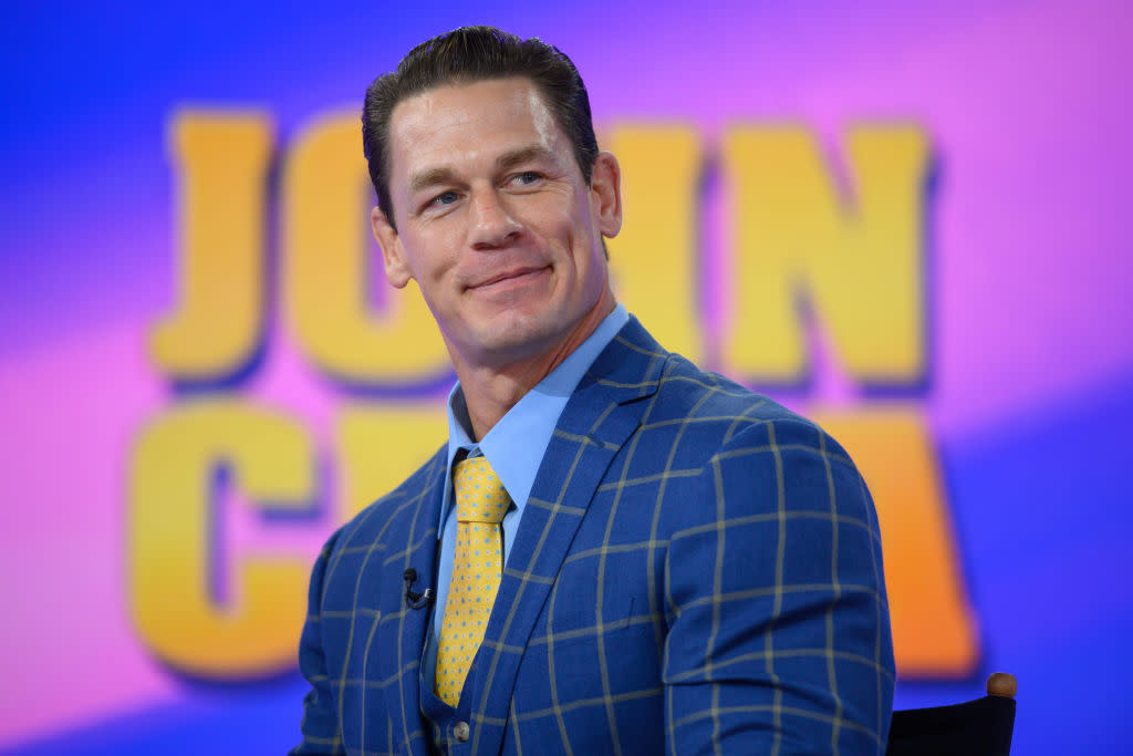 John Cena made a fans's day by complimenting his Rubik's cube portrait of him. (Photo: Nathan Congleton/NBC/NBCU Photo Bank)