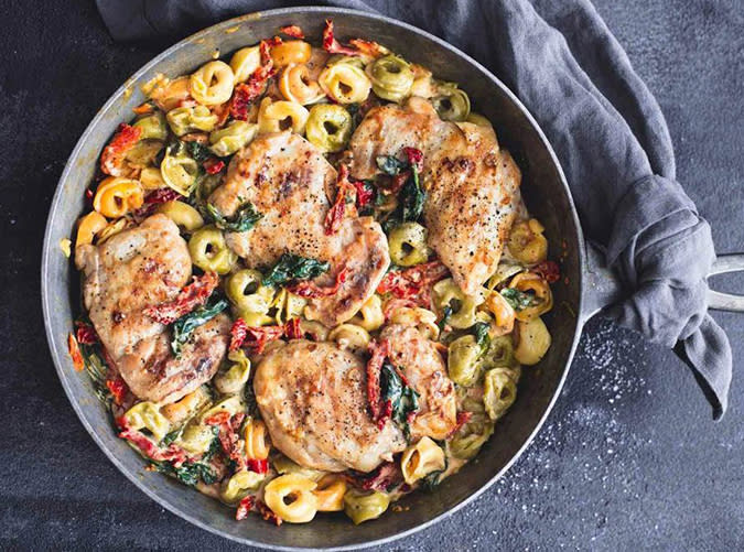 One-Pan Chicken Garlic Chicken Tortellini