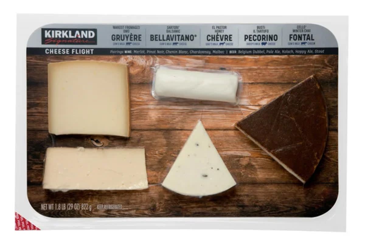 A package of Kirkland Signature Host & Toast Cheese Flight against a white background