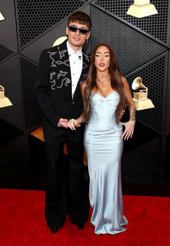 <p>Matt Winkelmeyer/Getty</p> Peso Pluma and Nicki Nicole at the Grammys in Los Angeles on Feb. 4, 2024