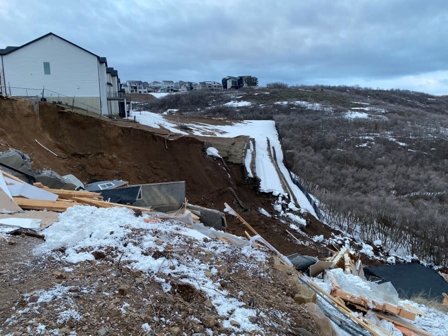 Two houses collapsed from sliding in Draper on Apr. 22, 2023.(Courtesy of Jason Middaugh)