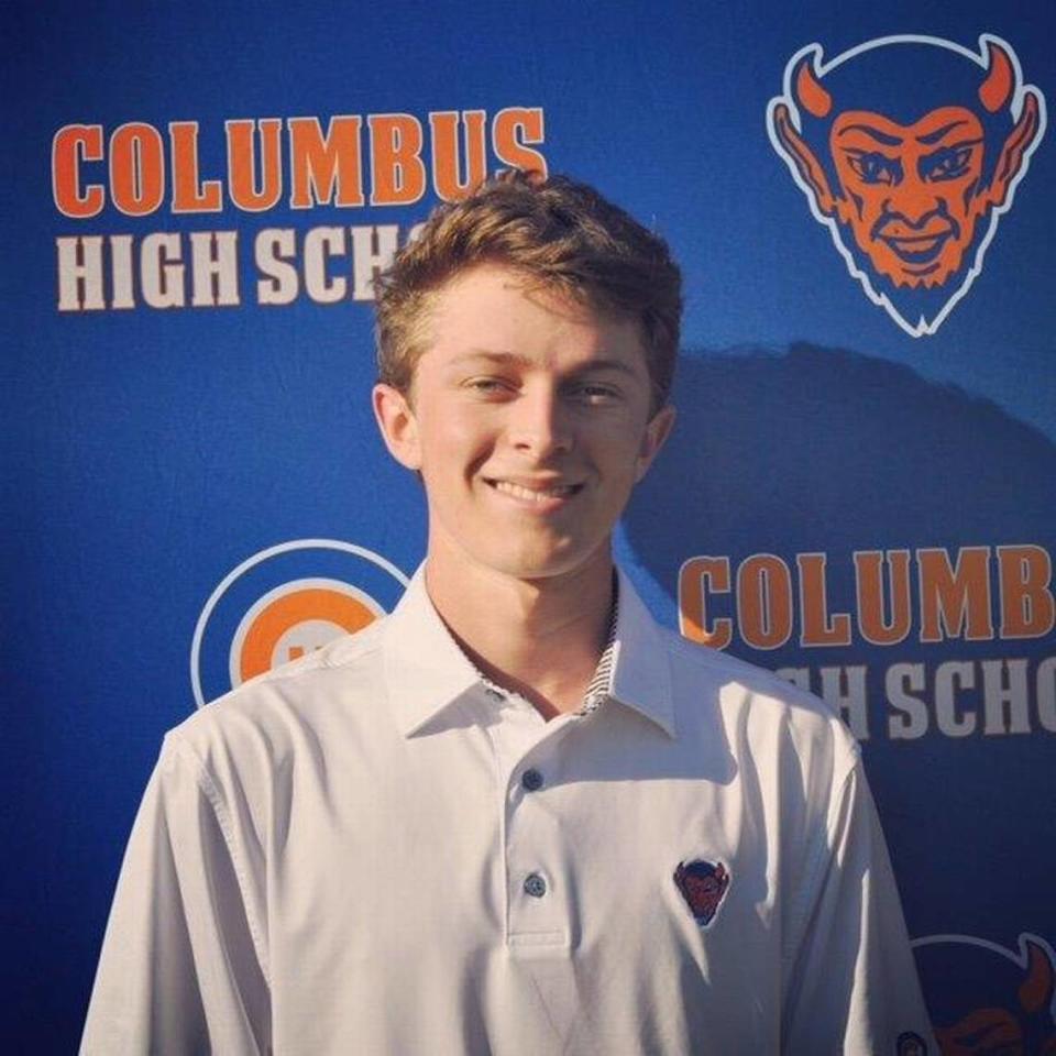 Ben Carr, posing in this 2017 photo, was a four-year state champion and all-state first-team selection during his career at Columbus High School. As a senior, he won six of nine tournaments and set a school record with a 69.78 scoring average.