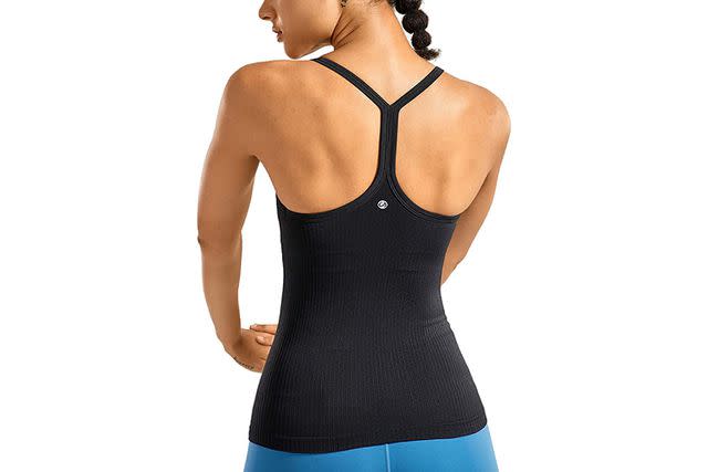 CRZ YOGA Women's Lightweight Strappy Back Built in Shelf Bra Yoga