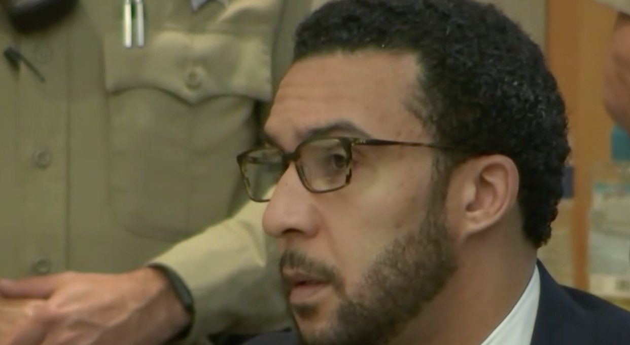 Kellen Winslow II listens in court as a verdict is read. (CourtTV)