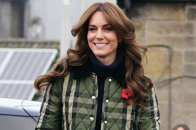 <p>Jane Barlow - WPA Pool/Getty</p> Kate Middleton visits Outfit Moray on November 02, 2023 in Moray, Scotland.