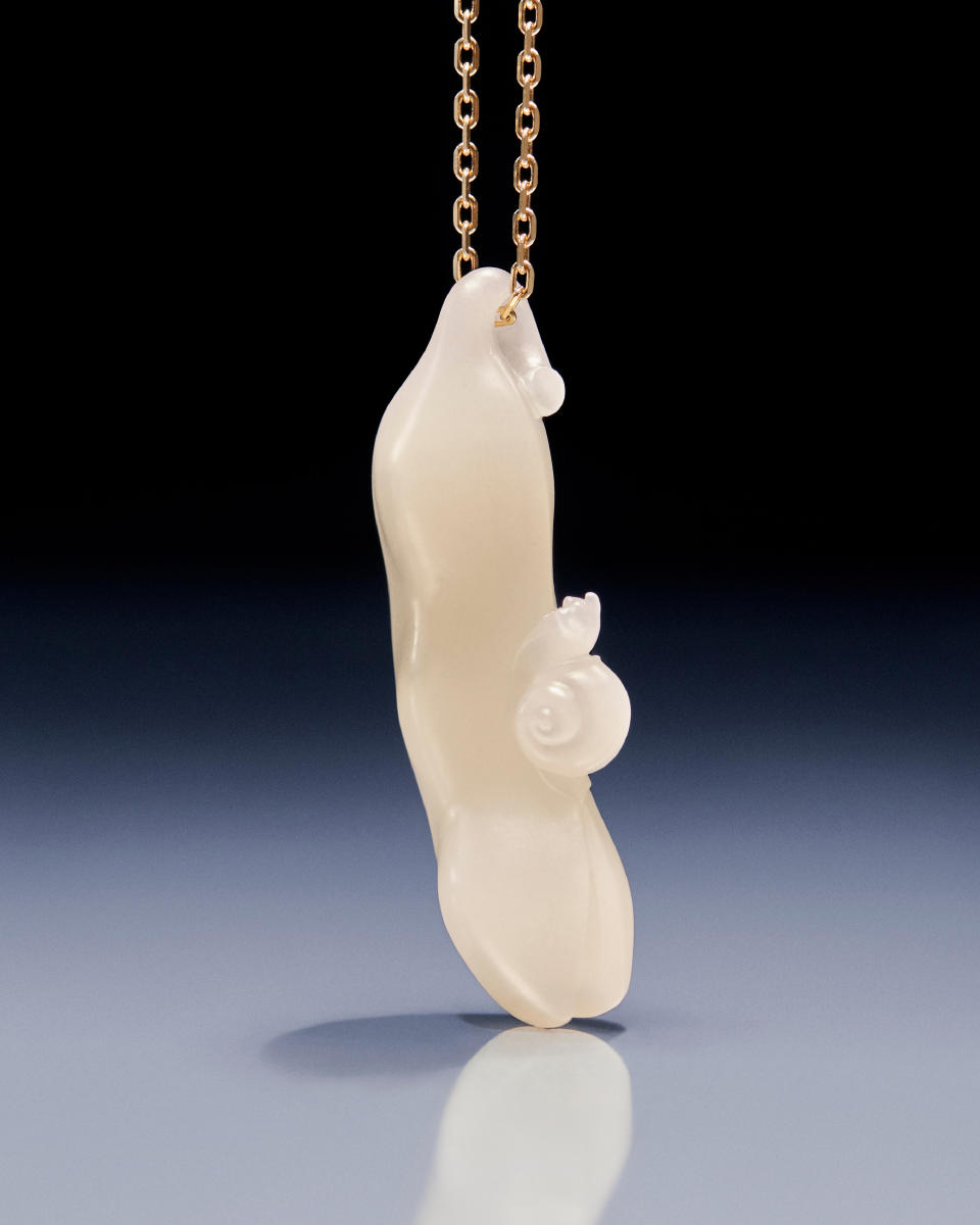 Loewe’s pea pod-shaped pendant carved by Lei Cheng.
