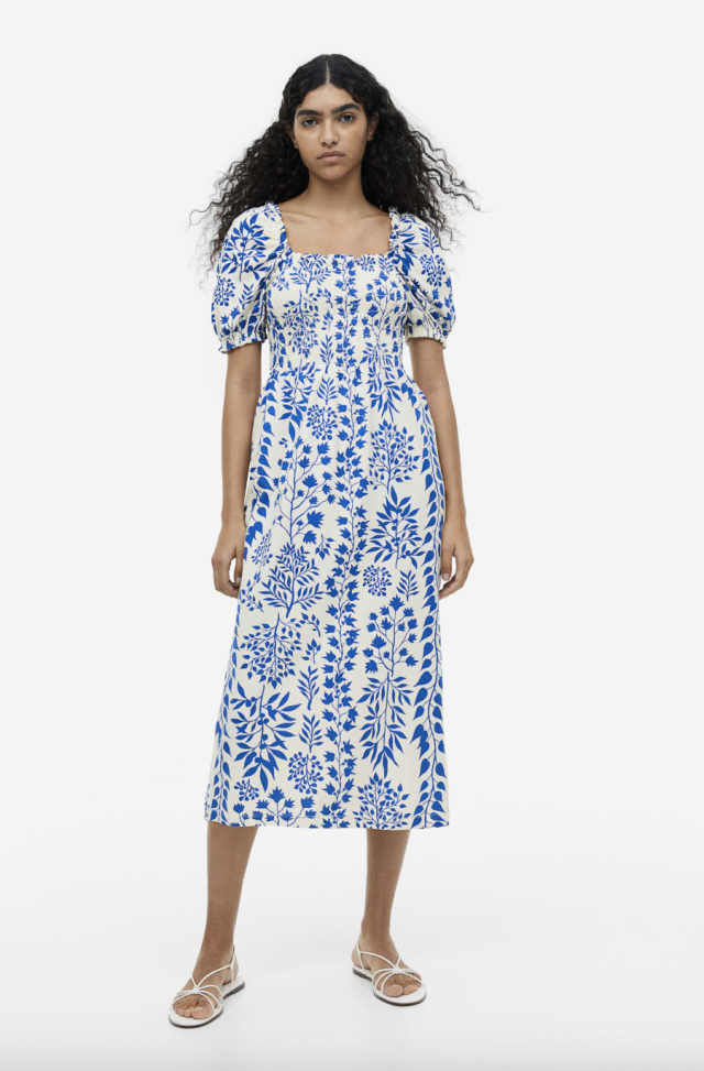 Sophie Green Floral Printed 2 Tier Cotton Midi Dress