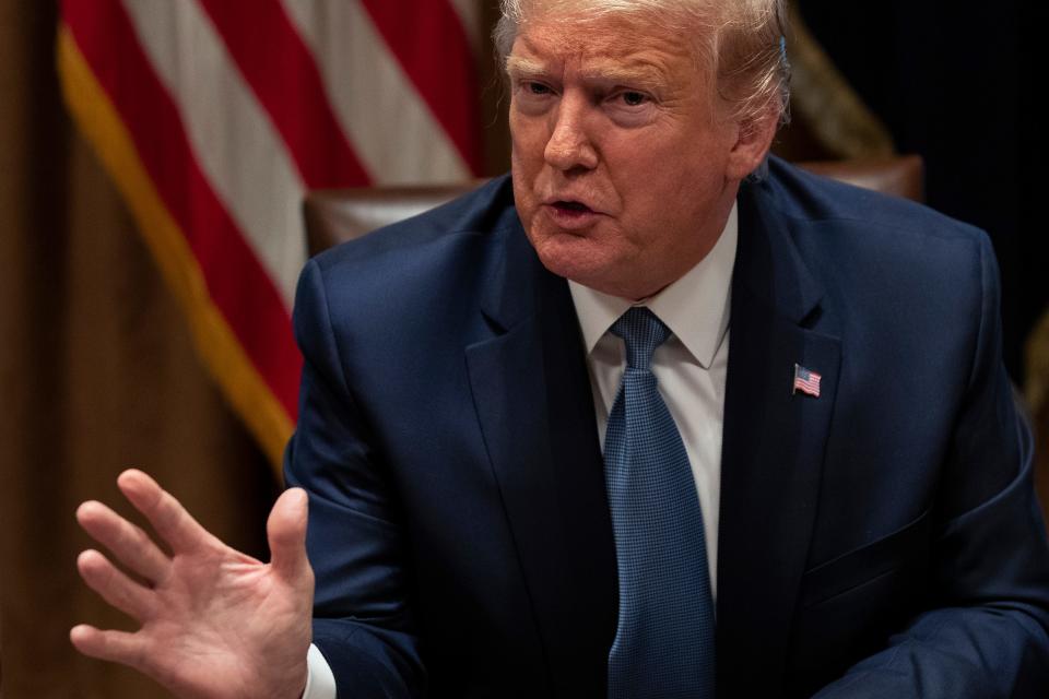 President Donald Trump speaks during a roundtable with governors on government regulations in the Cabinet Room of the White House, Monday, Dec. 16, 2019, in Washington. (AP Photo/ Evan Vucci) ORG XMIT: DCEV115