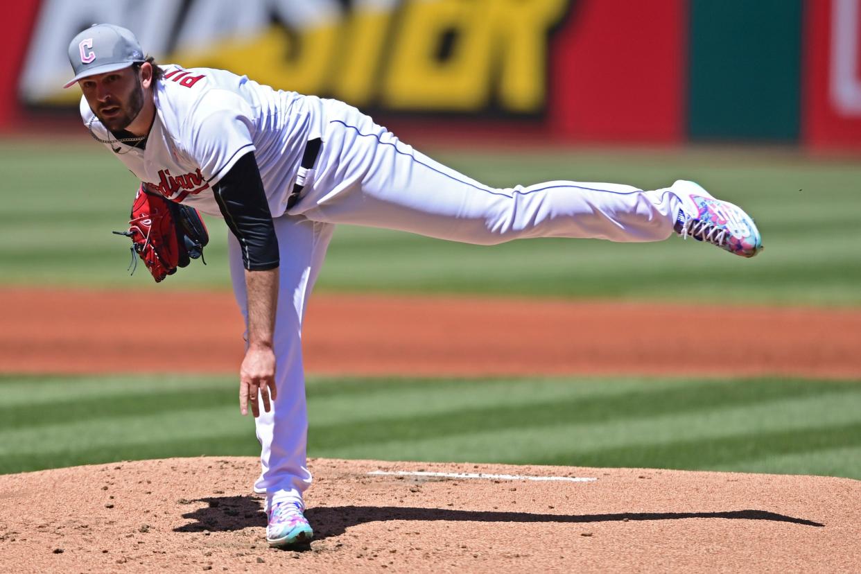 Guardians starting pitcher Konnor Pilkington had his best start of the season Wednesday and has become the team's top option to fill in as a member of the rotation. [David Dermer/Associated Press]