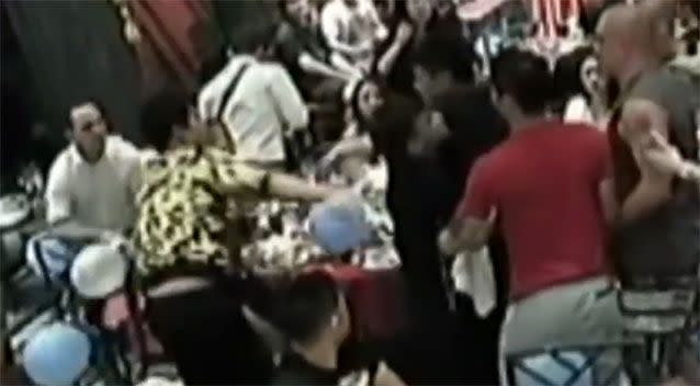 The baby was reportedly nearly hit in the brawl with a chair. Photo: 7 News