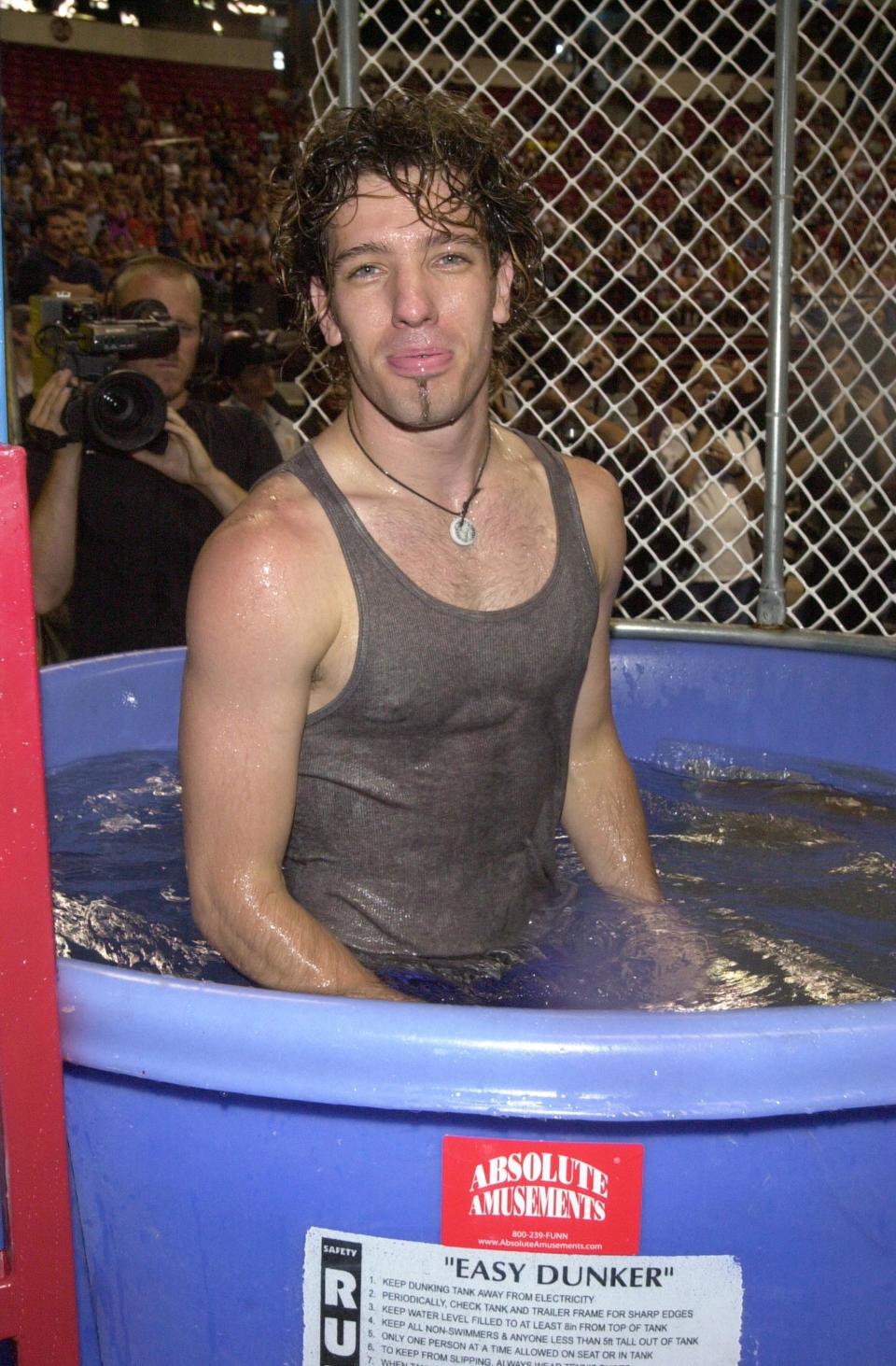 JC after being plunged into a dunk tank