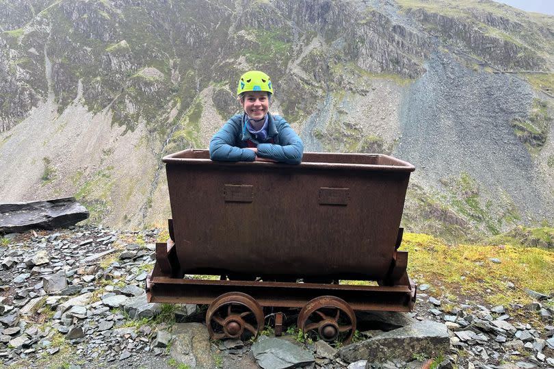 A mining trolley provides the perfect photo opportunity