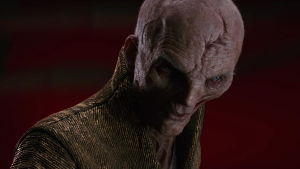 Snoke scolds Kylo Ren for his failures in The Last Jedi.