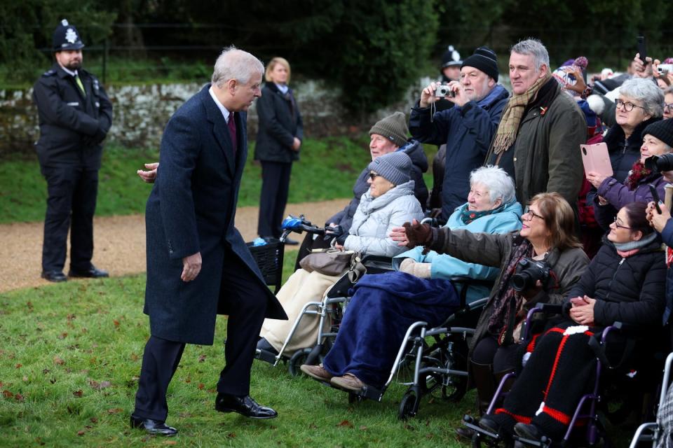 Prince Andrew, Duke of York, attends the Christmas Day service at St Mary Magdalene Church on December 25, 2022 (Getty Images)