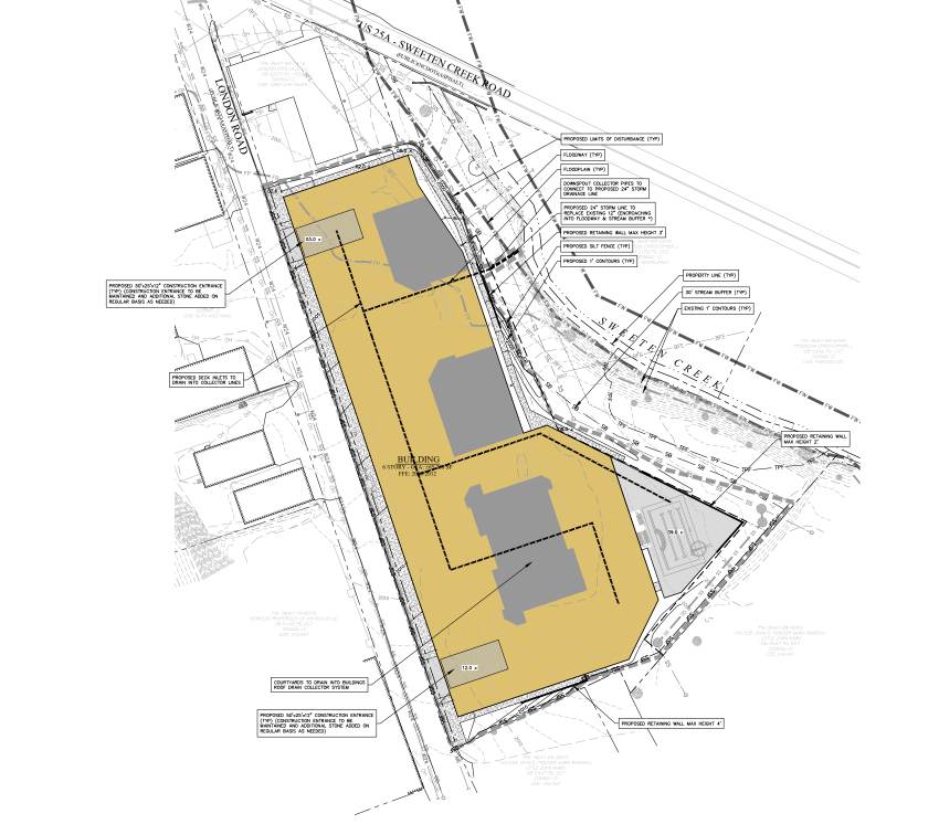 A master plan map of the proposed 21 London Road apartment complex.
