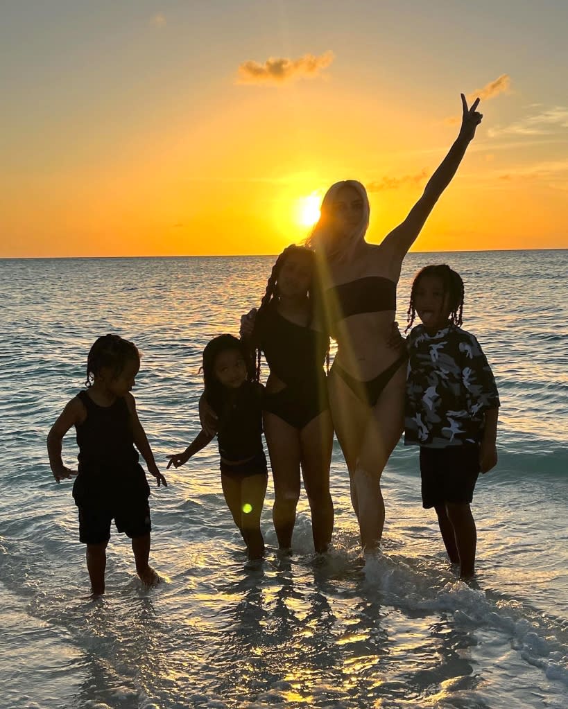 Kim Kardashian Says She's 'Fulfilled' While Sharing Beach Photo With Her Children