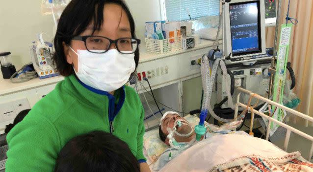 His family remain with him while he undergoes life saving surgery in Japan. Source: GoFundMe