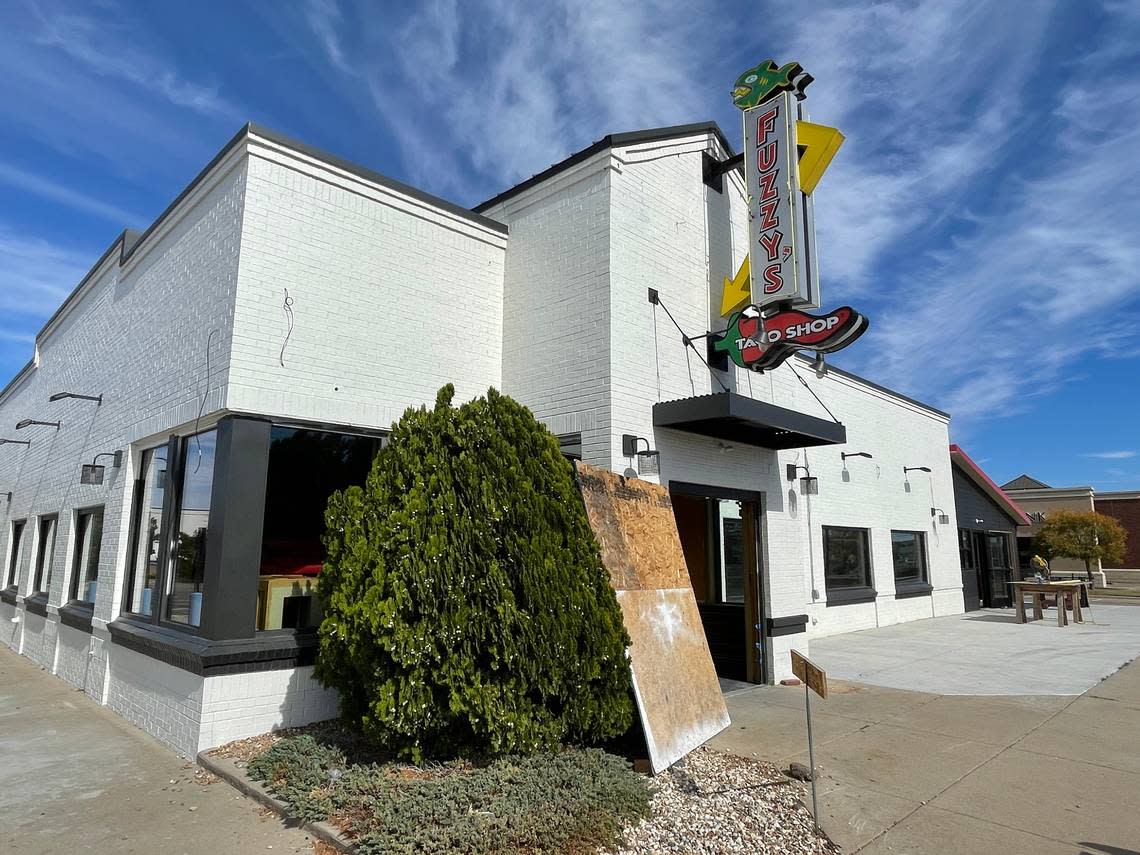 Fuzzy’s Taco Shop is coming along at 21st and Maize and should open in early December.