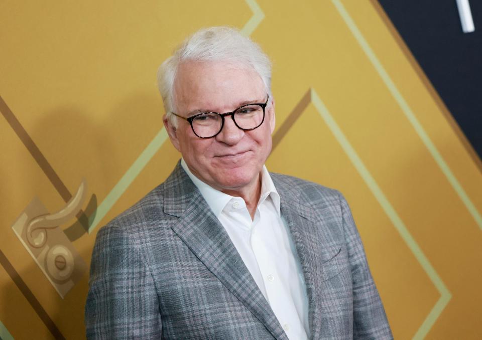 Steve Martin voices God in the Broadway revival of "Monty Python's Spamalot," which won three Tony Awards in its original run.